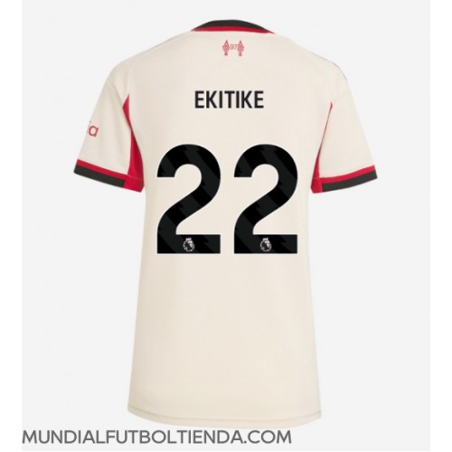 Camiseta Liverpool Hugo Ekitike #22 Segunda Equipación Replica 2025-26 para mujer mangas cortas Camiseta Liverpool Hugo Ekitike #22 Segunda Equipación Replica 2025-26 para mujer mangas cortas